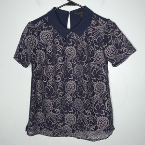 Banana Republic Paisley Lace Overlay Blouse Top